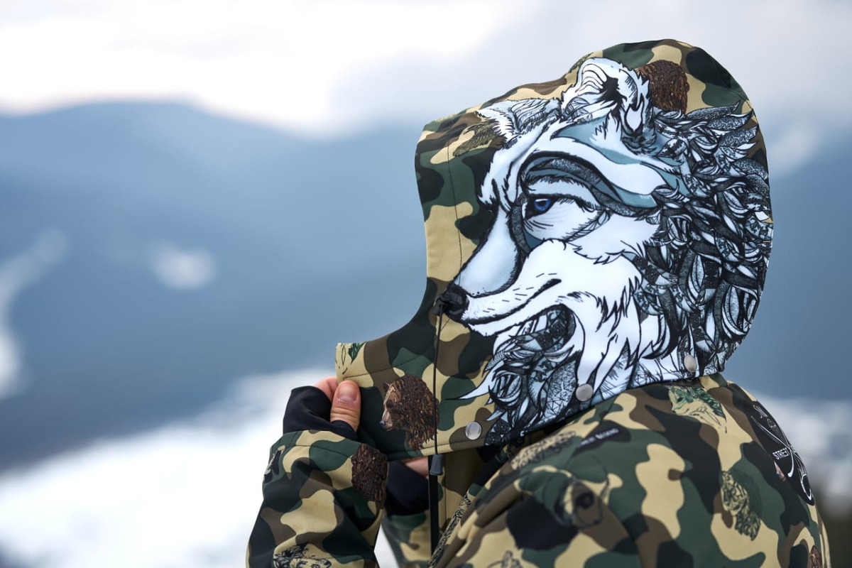 Kurtka- snowboardowa- narciarska- Snow- Legend- Street- Legend- Camo- Animals- softshell- wodoodporna- Coyote.jpg