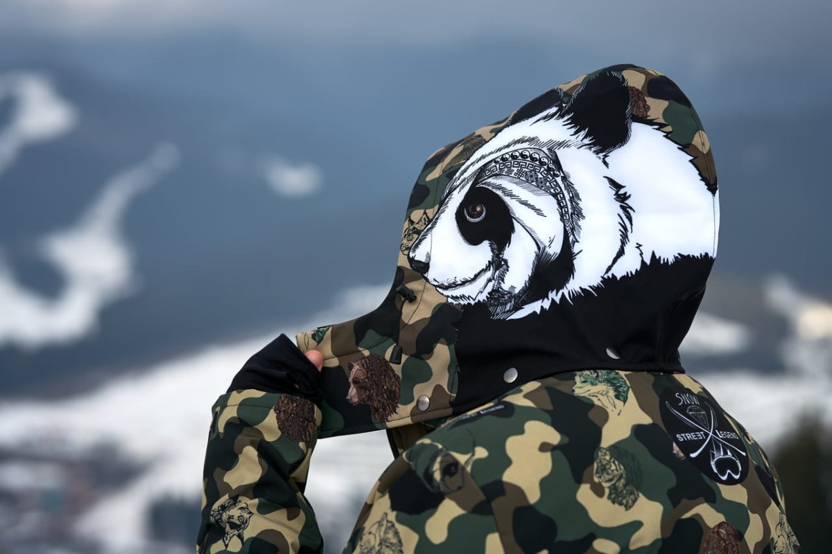 Kurtka- snowboardowa- narciarska- Snow- Legend- Street- Legend- Camo- Animals- softshell- wodoodporna- Panda