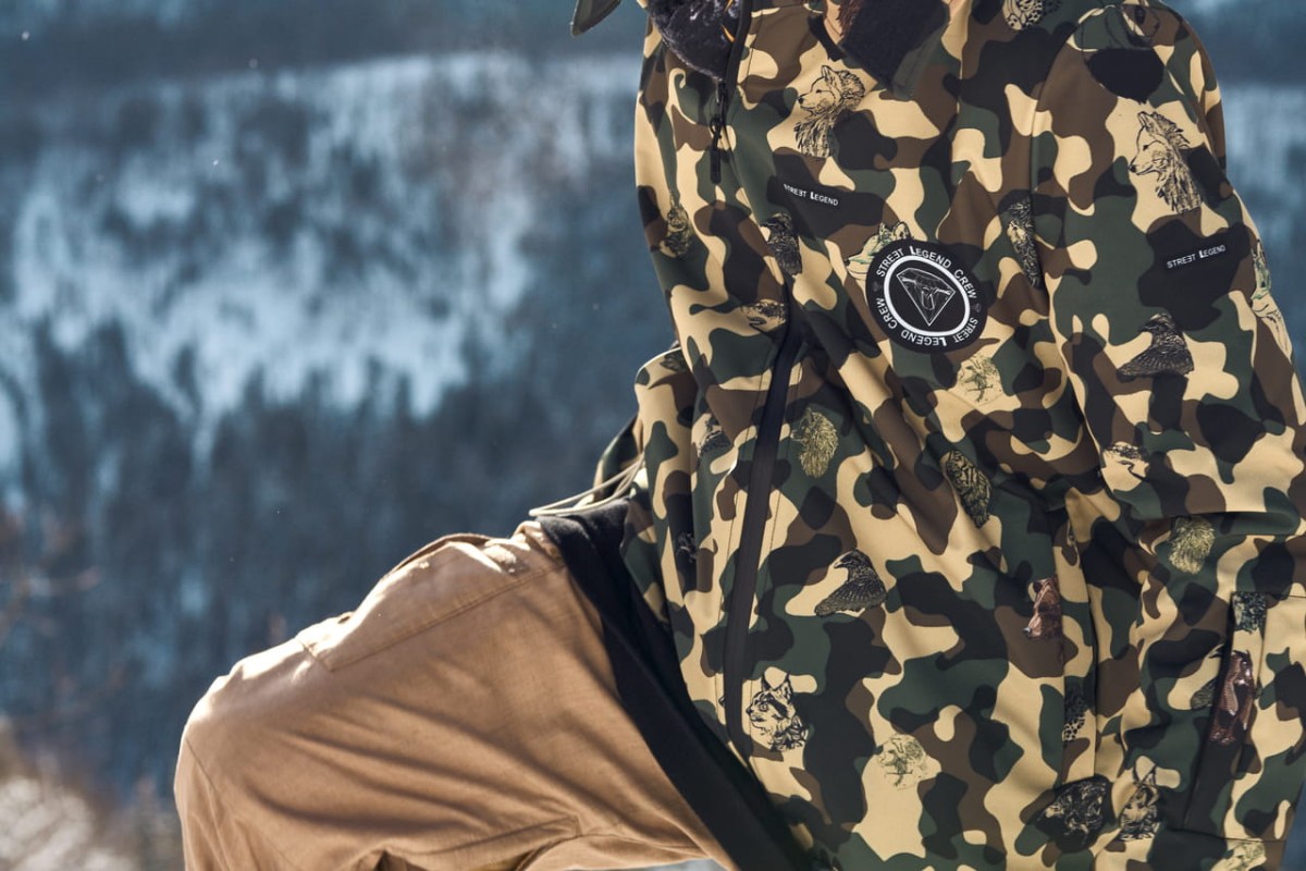 Kurtka- snowboardowa- narciarska- Snow- Legend- Street- Legend- Camo- Animals- softshell- wodoodporna