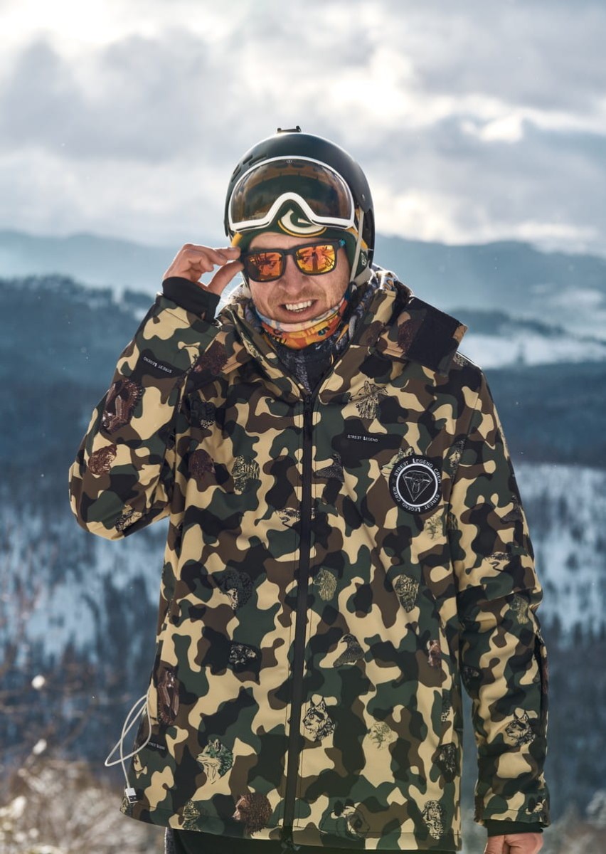 Kurtka- snowboardowa- narciarska- Snow- Legend- Street- Legend- Camo- Animals- softshell- wodoodporna