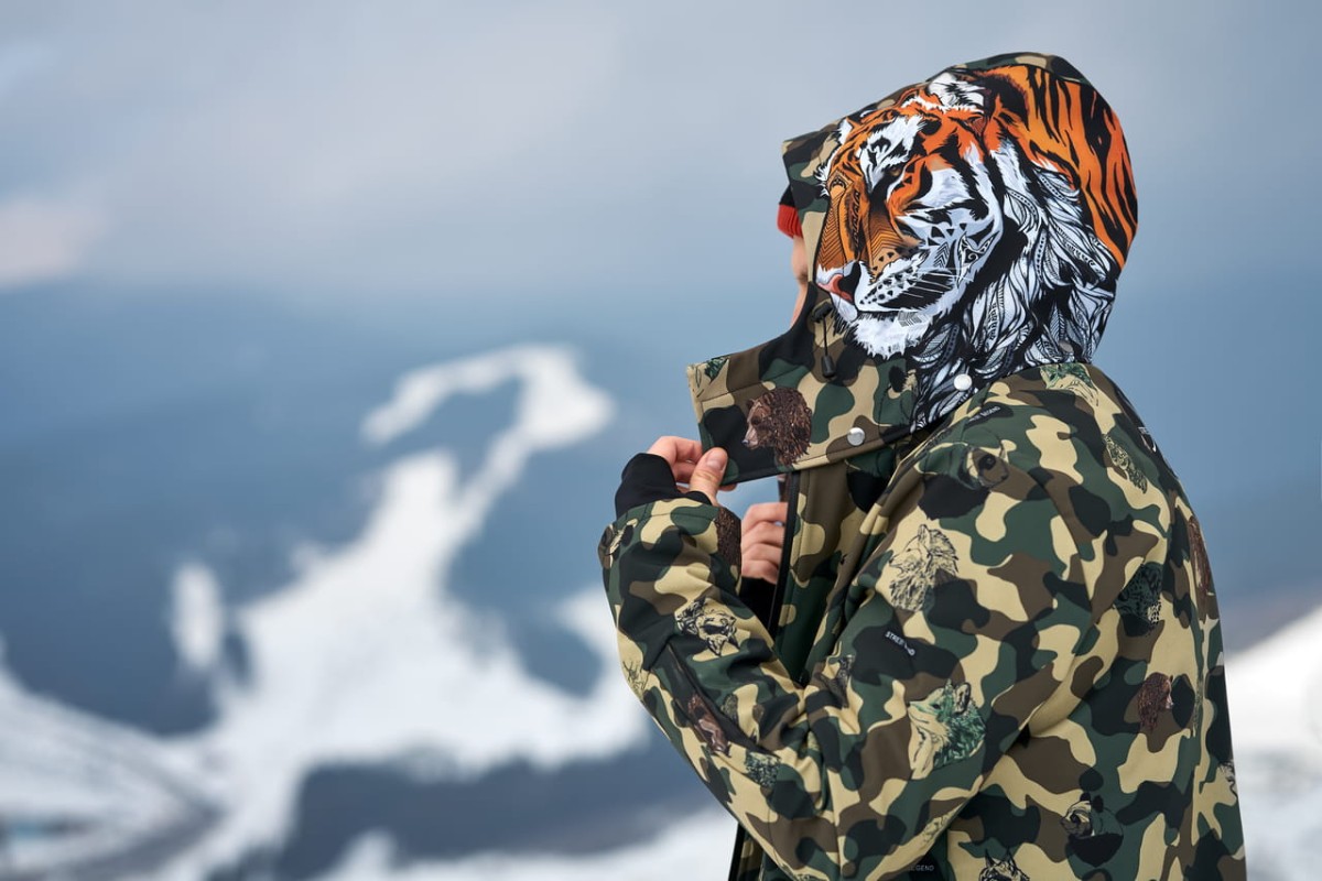 Kurtka- snowboardowa- narciarska- Snow- Legend- Street- Legend- Camo- Animals- softshell- wodoodporna- Tiger- Tygrys