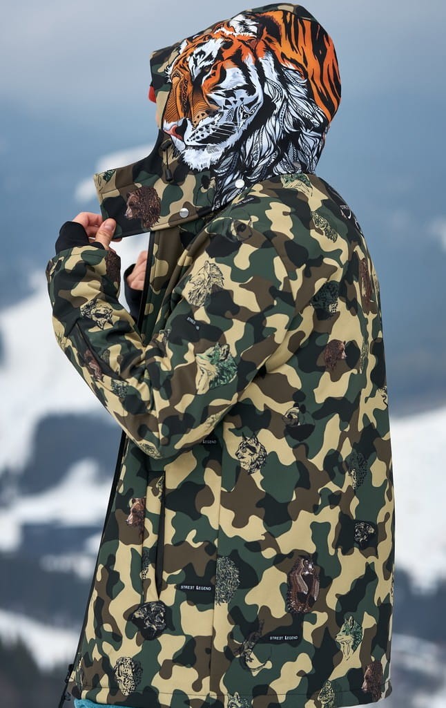 Kurtka- snowboardowa- narciarska- Snow- Legend- Street- Legend- Camo- Animals- softshell- wodoodporna- Tiger