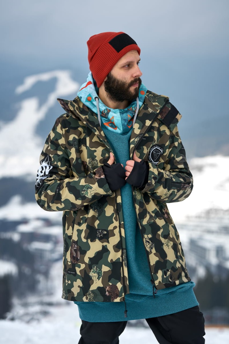 Kurtka- snowboardowa- narciarska- Snow- Legend- Street- Legend- Camo- Animals- softshell- wodoodporna