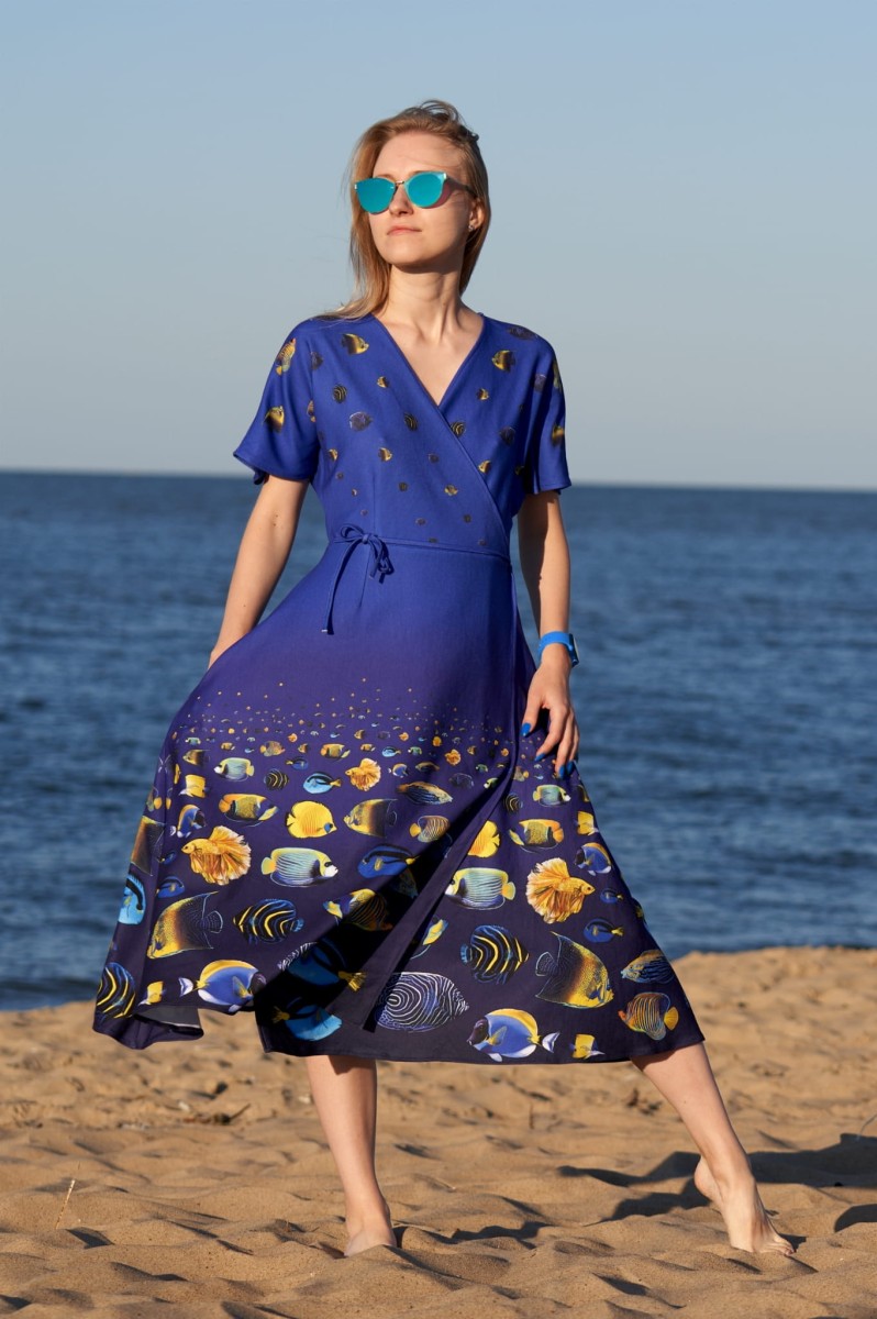 sukienka- kopertowa- Atlantic- niebieska- morska- Street- Legend- kobaltowa- granatowa